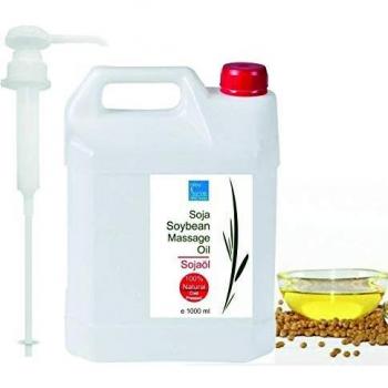Aceite de Masaje Antiedad Nutritivo Reparador de Soja ● Hidratante Natural ● Aceite Portador Anticelulitico Antiestrias ● Tonifica y Suaviza la Piel Seca ● 100% Puro - bleumarine Bretania 1000 ml