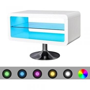 vidaXL Mesita para TV color blanco brillante con luces LED, 80 cm