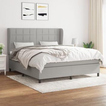 Cama box spring con colchón de muelles gris claro 160x200 cm