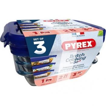 Set de 3 recipientes Cook&Store Pyrex con cierre hermético azul 0,8L