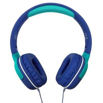 Auriculares con Cable para Niños Celly KIDSBEAT2BL, Micrófono Integrado, Diadema Ajustable, Compatibles con Dispositivos Auxiliares, Jack de 3.5 mm, Color Azul