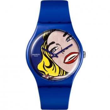 Swatch Girl by Roy Lichtenstein SUOZ352 Reloj con Correa de Silicona Azul