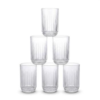 Set 6 Vasos de Cristal para Agua 270cc y 430cc Odiel y Orbel, Vidrio con Relieve en Varios Colores, Aptos para Lavavajillas y Microondas
