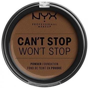 NYX Professional Makeup Polvos de sol Can't Stop Won't Stop Full Coverage Powder Foundation, Acabado mate, Control de brillos, Larga duración, Fórmula vegana, Tono: Mocha