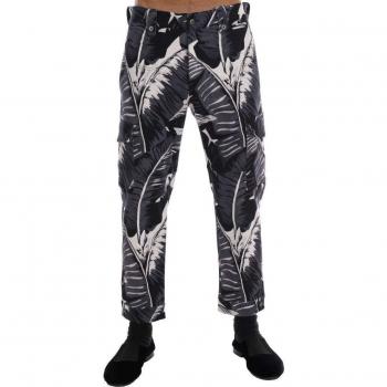 Dolce & Gabbana Gray Banana Leaf Cotton Pants - IT50 | L