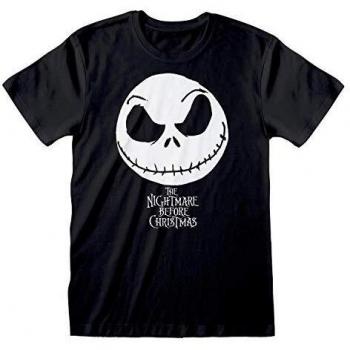 Camiseta Unisex Pesadilla Antes de Navidad Jack Face Logo Negro - Talla Grande