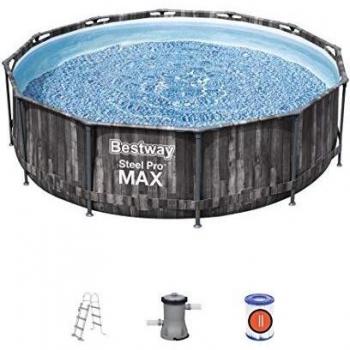 Piscina Desmontable Redonda Bestway 366x100 cm Duraplus con Depuradora de Cartucho 2.006 l/h y Escalera de Seguridad