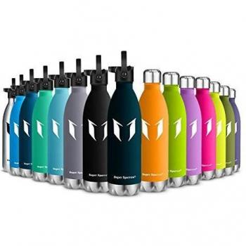 Super Sparrow Botella de Agua aislada al vacío de Acero Inoxidable, diseño de Pared Doble - 750ml - Sin BPA Gorra Deportiva con Gorra estándar - para Correr, Gimnasio, Yoga, Ciclismo