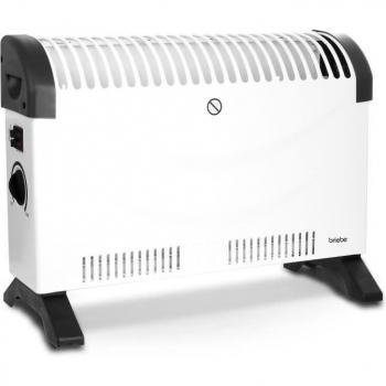 Briebe Radiador Convector Eléctrico 2000W Blanco, Aire Caliente, Regulador de Temperatura, Termostato Para Bajo Consumo, Silencioso, Portátil, Asas de Transporte, 3 Niv