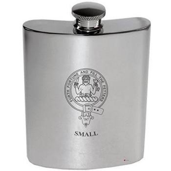 Small Family Crest 6oz Polished Pewter Kidney Flask