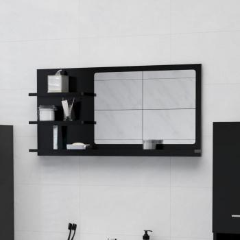 Espejo de baño aglomerado negro 90x10,5x45 cm