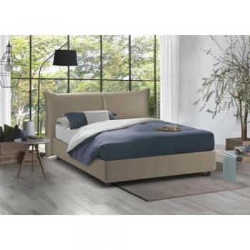 Cama matrimonial Brunetta contenedor tapizada, 100% Made in Italy, apertura frontal, apta para colchón de 160x190 cm, color taupe