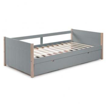 Cama nido 2 x 90 x 190 cm - MDF, pino y metal - color verde y natural - modelo MAREKI