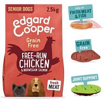 Edgard & Cooper Pienso Perros Senior Comida Seca Natural Sin Cereales 2.5kg Salmon y Pollo Fresco, Naturalmente fácil de digerir, Alimentación Sana Sabrosa y equilibrada, Proteína