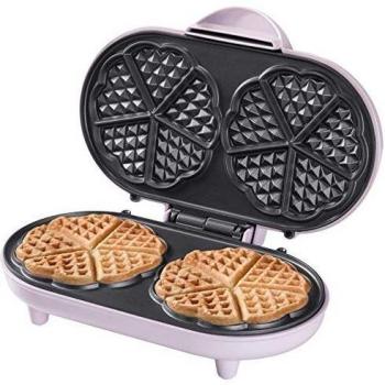Bestron wafelmaker ADWM1000P - Gofrera Doble Corazones 1000W Rosa