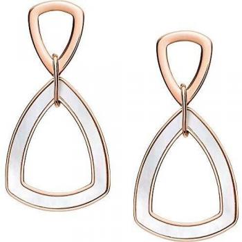 Fossil JF03065791 - Pendientes de botón para Mujer, Oro Rosa/Blanco