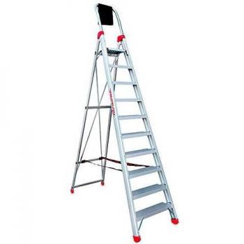 Faraone - Escalera de Aluminio - Escalera de Tijera DOMUS10 - 301 x 65 x 15 cm - Escalera 10 Peldaños - Máxima Seguridad - Fácil Transporte - Peldaños Anchos y Cómodos