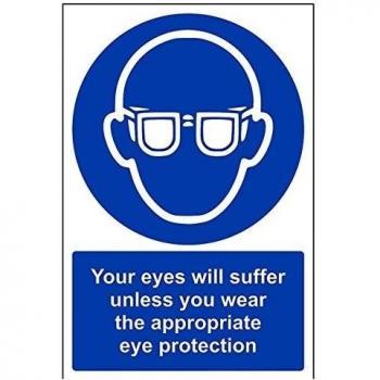 vsafety 41045 au-rTus Ojos Se sufren a menos que You wear la adecuada protección ocular obligatorio EPI Sign, plástico rígido, vertical, 200 mm x 300 mm), color azul