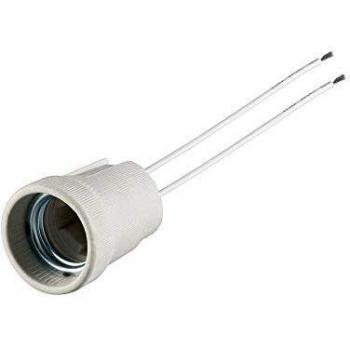 Portalámparas E27 de cerámica blanca con cable de 15 cm, max. 100 W/250 V