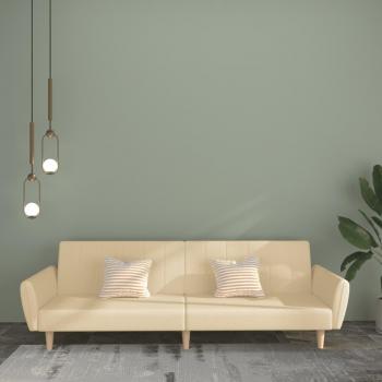 Sofá cama de 2 plazas en tela color crema Vidaxl