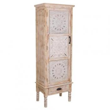 Armario de Madera Tallada con 1 Puerta y 1 Cajón - Diseño Elegante y Funcional 55x36x160 cm