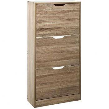 Zapatero de 3 Cajones en Madera Color Marrón, Dimensiones 115x60x24cm