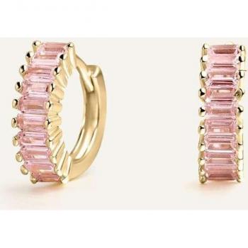 Pendientes aros Amazonas Pink en plata de ley 925 con baño de oro amarillo 18k