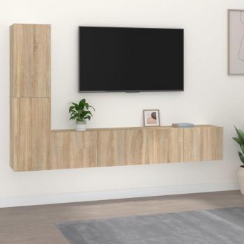 Set de muebles para TV 4 piezas madera contrachapada roble Sonoma 80 x 30 x 30 cm