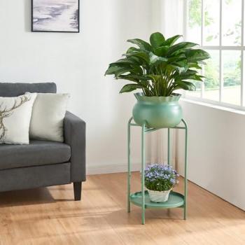 Soporte para Plantas Altena 2 Niveles Metal Verde 60 x 27 x 27 cm