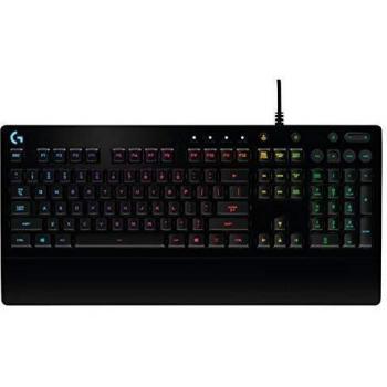 Logitech G213 Prodigy Teclado Gaming, Retroiluminado RGB LIGHTSYNC, Resistente a Salpicaduras, Personalizable, Controles Multimedia, Disposición QWERTZ Alemán, Negro