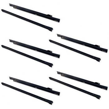 EMUCA - Guías correderas para cajones 550mm con extracción Parcial Color Negro, Lote de 5 guías para cajones