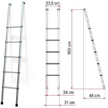 Escalera de Aluminio Fiamma DeLuxe 5B para Altos y Alcovas, 5 Peldaños, 170 cm