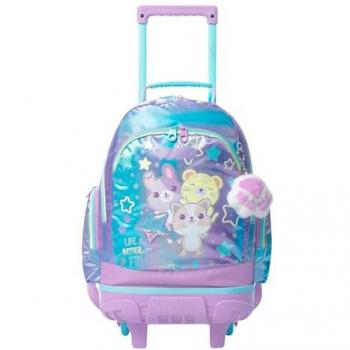 Mochila Ruedas TOTTO Friends M con diseño de personajes, compartimentos amplios, sistema de ruedas para fácil transporte, tirantes ajustables y acolchados, fabricada en material resistente y duradero