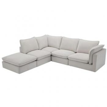 Sofá rinconera izquierda de tela texturizada beige BRUMADO