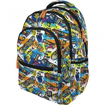 Mochila Escolar Grafoplás Roomy Street - Tres Compartimentos - 33x46x22,5cm - Zona Acolchada para Portátil - Amplio Espacio - Diseño Moderno Bits&Bobs Pop Up Design