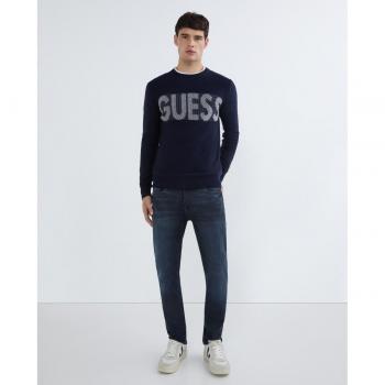 Guess Amyas Slogan Jersey Con Gran Logo Bordado Smartblue