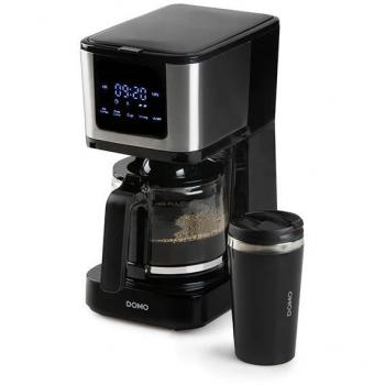 Cafetera de filtro programable Domo DO733K 1.25L con mug de 400ml, 900W, color negro