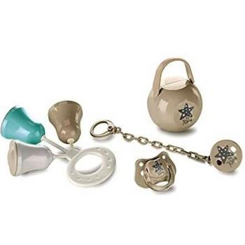 Jané Set de Regalo Nacimiento, con Chupete Silicona, Pinza Sujetachupetes, Sonajero, Caja Guarda Chupetes, Bronze, 020306 T52