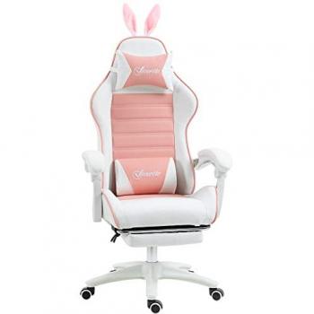 Vinsetto Silla Gaming Profesional Racing Giratoria de Cuero PU con Altura Ajustable, Inclinable 135°, Reposacabezas y Reposapiés para Oficina Estudio, Dimensiones: 65x63x136