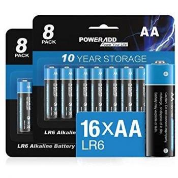 16 AA Pilas Alcalinas 1.5V LR6 Baterías de 10 Años Larga Duración para Multiples Equipos