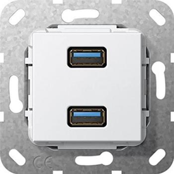 Gira USB 3.0 Dual Port Wall Socket with Central Cover Plate