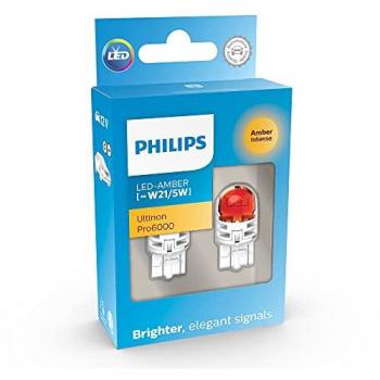 Philips Bombilla LED Ultinon Pro6000 2 ud W21/5W 12 V para faros traseros de VOLKSWAGEN Golf, New Beetle, UP y OPEL Astra, Corsa, Insignia,