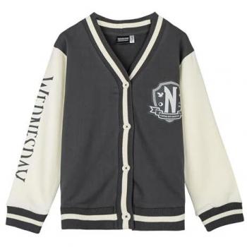 Chaqueta Infantil Wednesday Gris oscuro - Chaqueta Miercoles Cotton Brushed Baseball Unisex, Suave y Cálida, 100% Algodón Negra, Inspirada en la Familia Addams