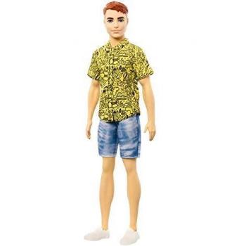 Barbie Fashionista Muñeco Ken Pelirrojo y Camiseta Amarilla con Dibujo