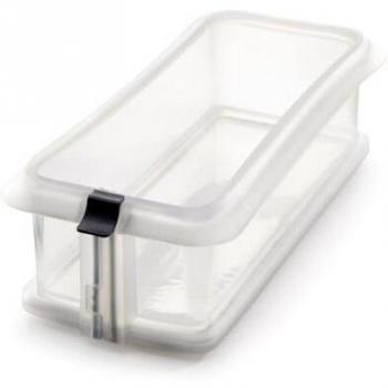 Lékué Duo - Molde Rectangular Desmontable, 24 cm y Plato cerámica, Color Blanco translucido