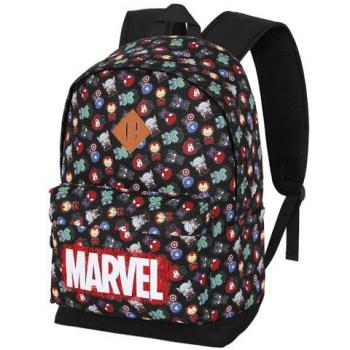 Mochila Karactermania Los Vengadores Chibi, con bolsillo frontal, dimensiones 18x30x44 cm, color negro, capacidad 23 L