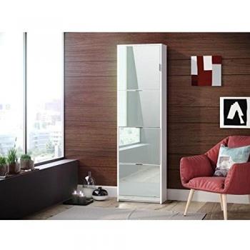 Mueble para zapatos contemporáneo con espejo blanco mate - L 25 cm