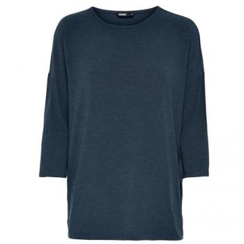 ONLY Women's Glamour Basic Stretch T-Shirt - Dark Blue, 3/4 Long Sleeve, Size XL