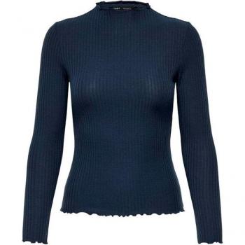 Camiseta de mujer Only Emma de manga larga con cuello alto en color burdeos