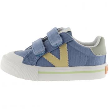 Zapatillas de lona para niños Victoria con logotipo en contraste y doble cierre adherente - Modelo Basket Tribu Jeans